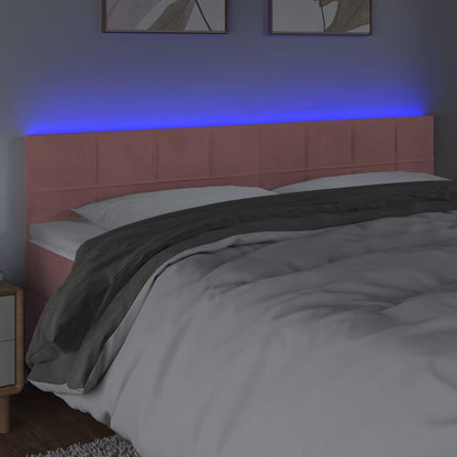Testiera a LED Rosa 180x5x78/88 cm in Velluto | homemem39