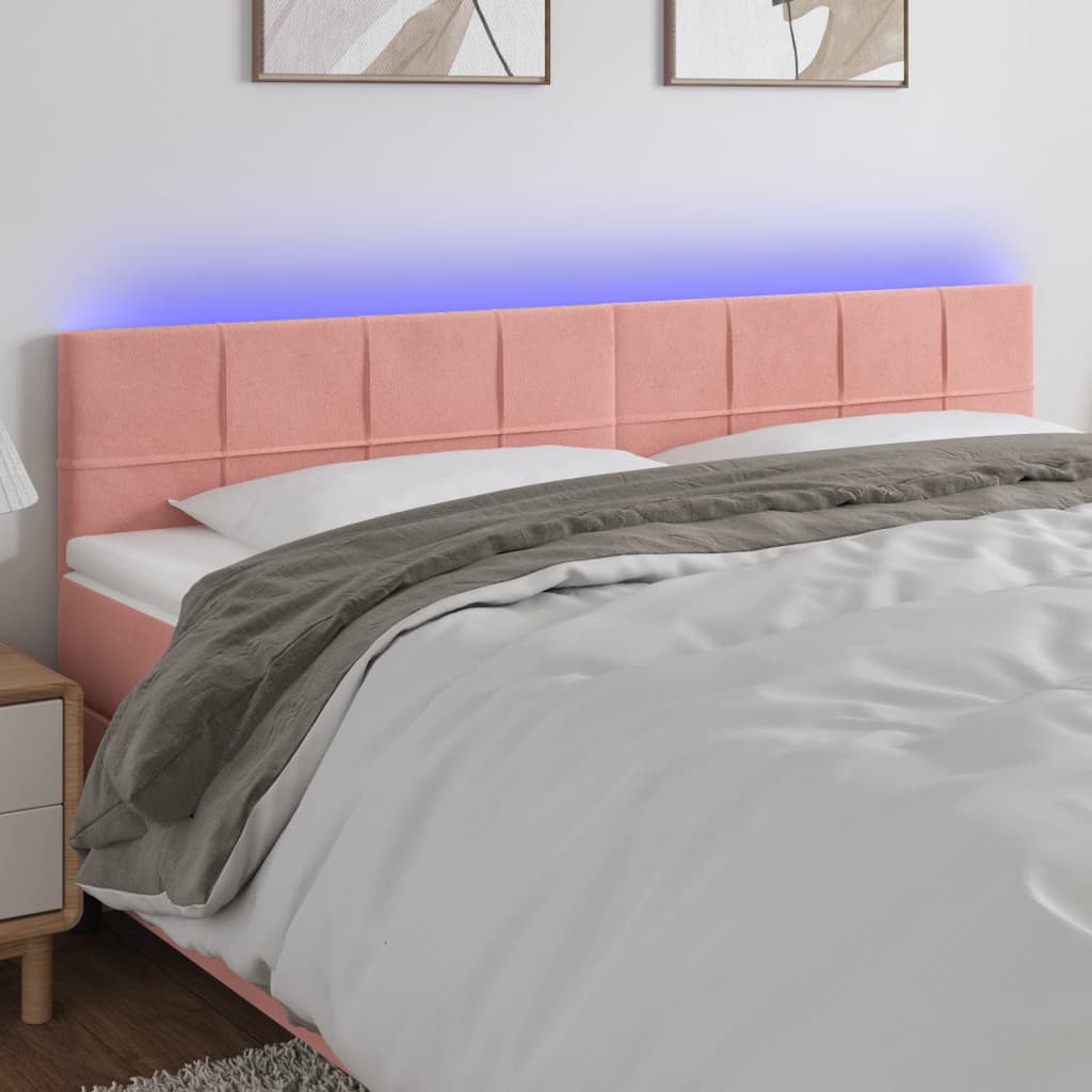Testiera a LED Rosa 180x5x78/88 cm in Velluto | homemem39
