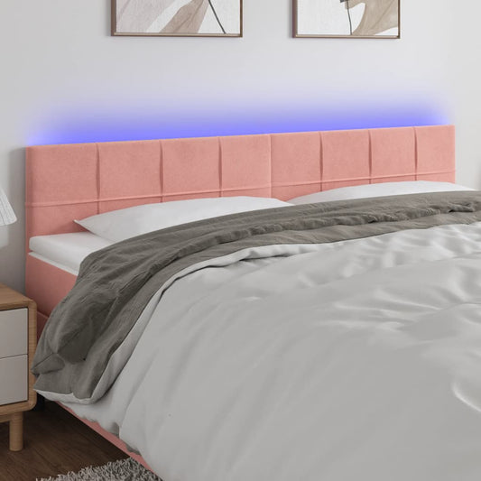 Testiera a LED Rosa 180x5x78/88 cm in Velluto | homemem39