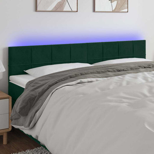 Testiera a LED Verde Scuro 200x5x78/88 cm in Velluto