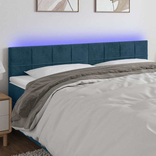 Testiera a LED Blu Scuro 200x5x78/88 cm in Velluto