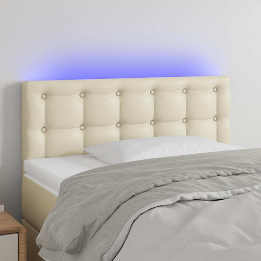 Testiera Crema a LED 90x5x78/88 cm in Similpelle