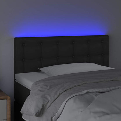 Testiera Nera a LED 100x5x78/88 cm in Similpelle
