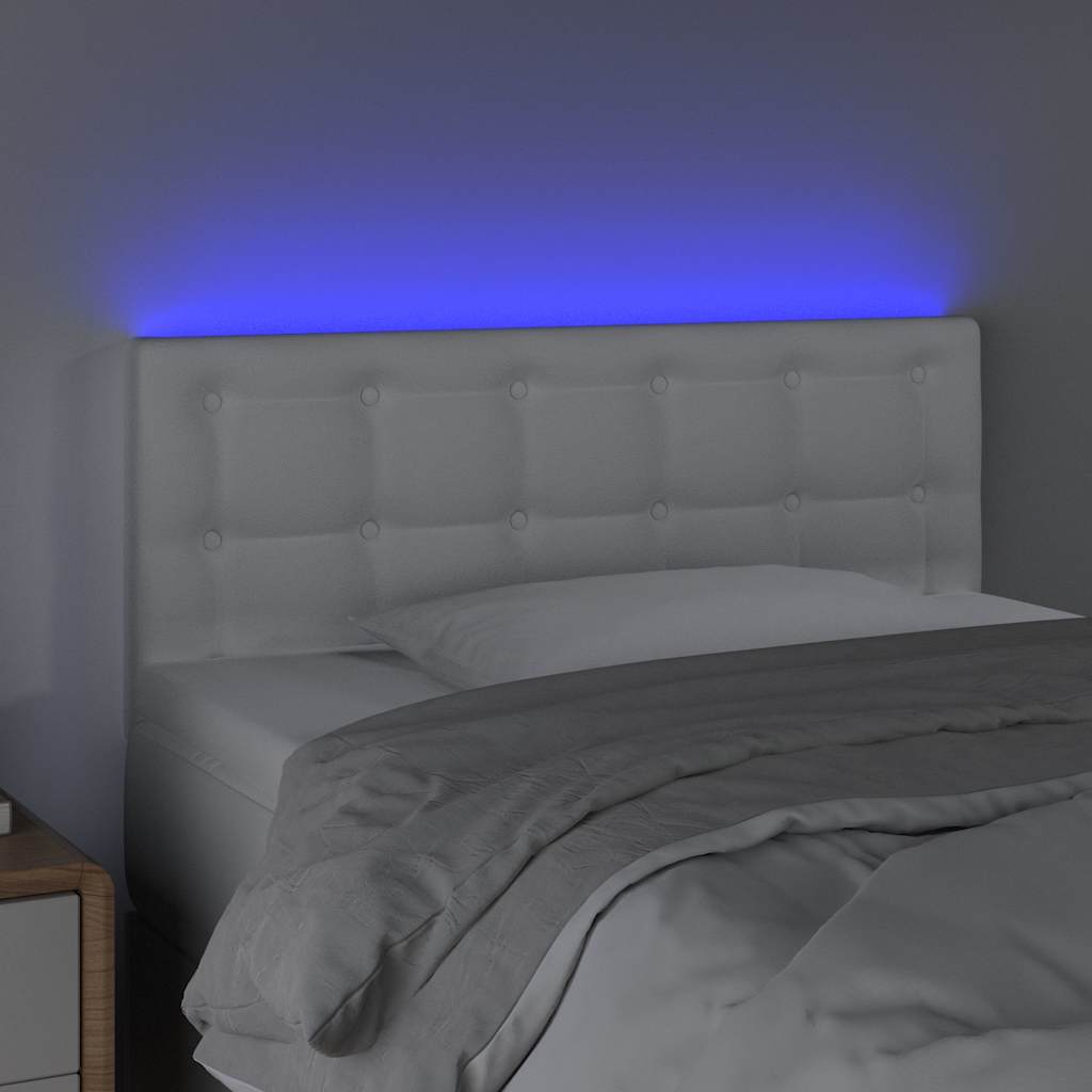 Testiera Bianco a LED 100x5x78/88 cm in Similpelle