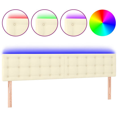 Testiera Crema a LED 160x5x78/88 cm in Similpelle