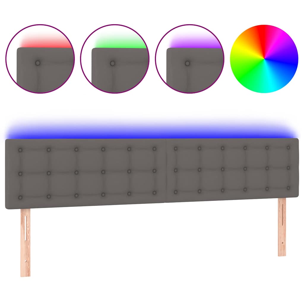 Testiera a LED Grigio 160x5x78/88 cm in Similpelle
