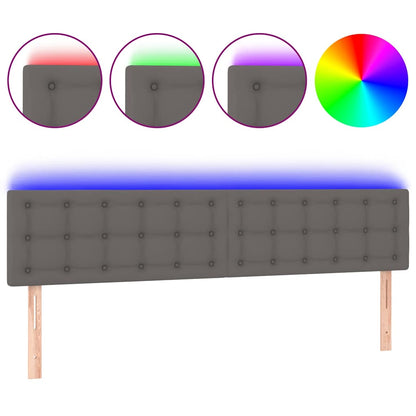 Testiera a LED Grigio 160x5x78/88 cm in Similpelle