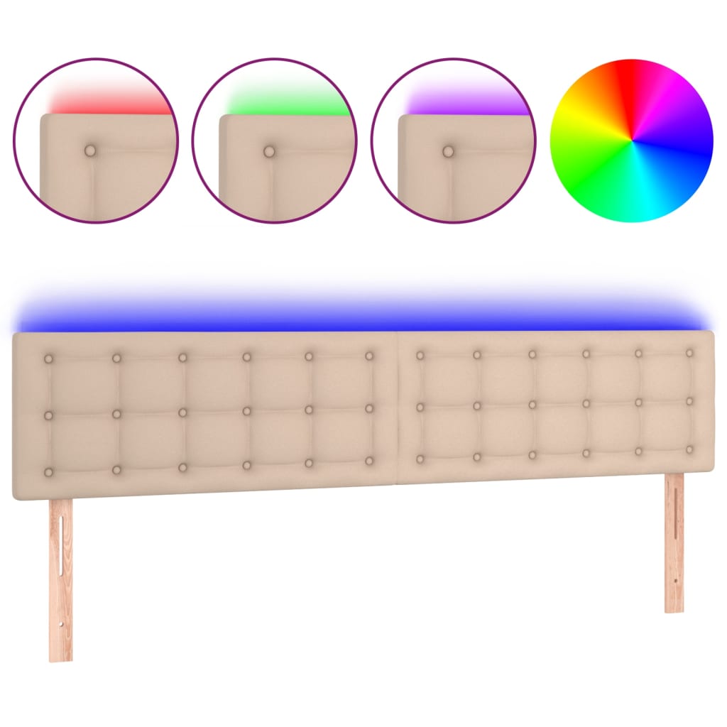 Testiera Cappuccino a LED 160x5x78/88 cm in Similpelle | homemem39