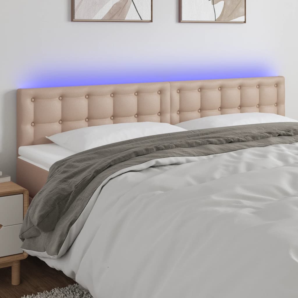Testiera Cappuccino a LED 160x5x78/88 cm in Similpelle | homemem39