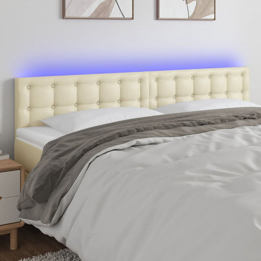 Testiera Crema a LED 200x5x78/88 cm in Similpelle | homemem39