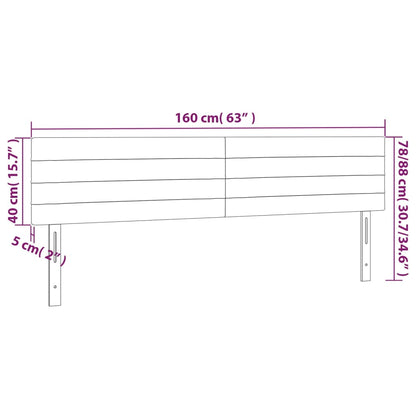 Testiera a LED Crema 160x5x78/88 cm in Tessuto - homemem39