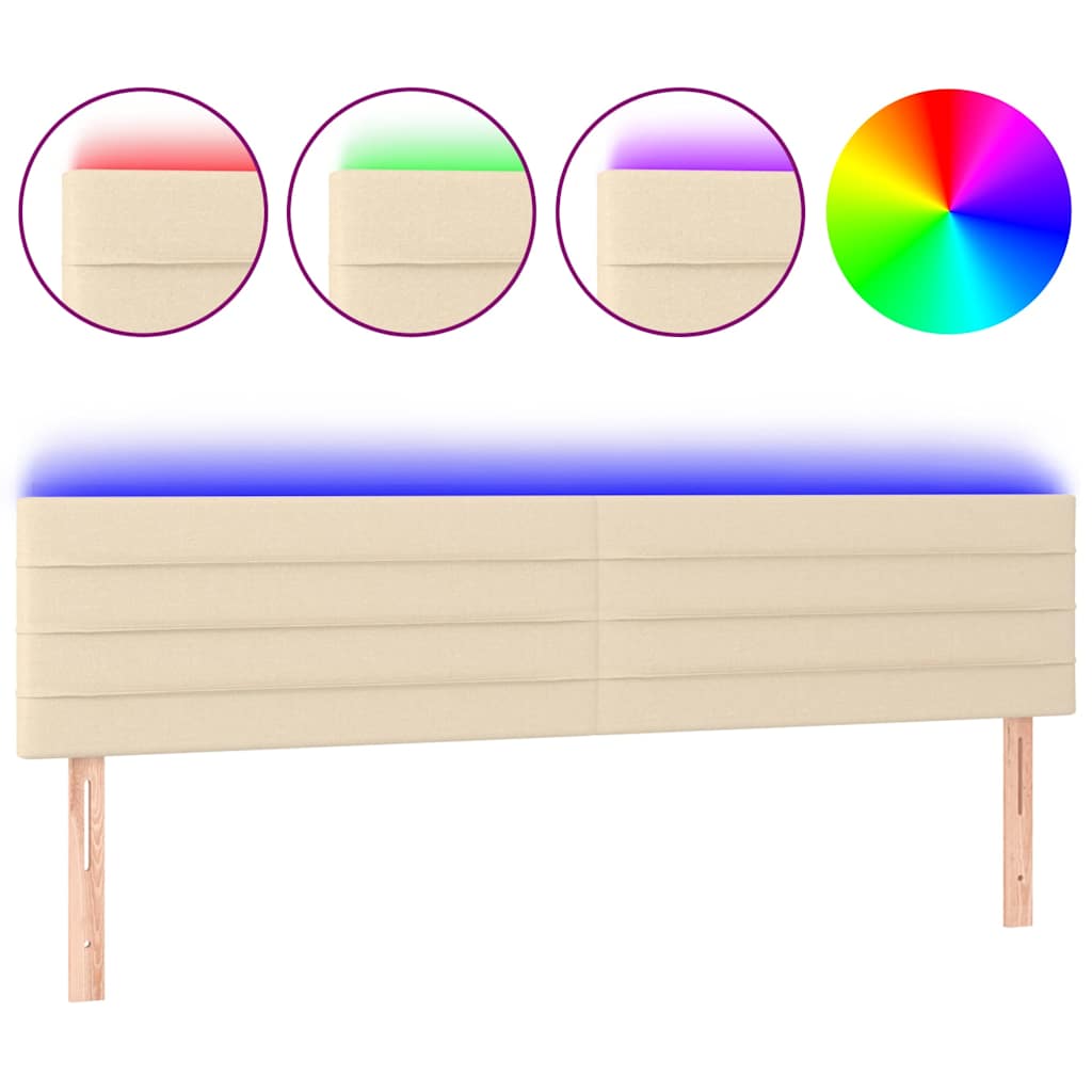 Testiera a LED Crema 180x5x78/88 cm in Tessuto