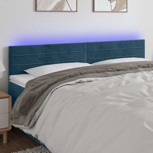 Testiera a LED Blu scuro 160x5x78/88 cm in Tessuto