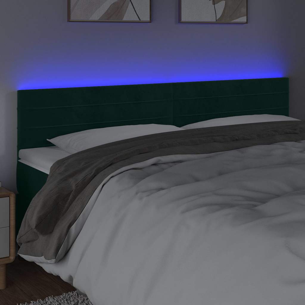 Testiera a LED Verde Scuro 180x5x78/88 cm in Velluto