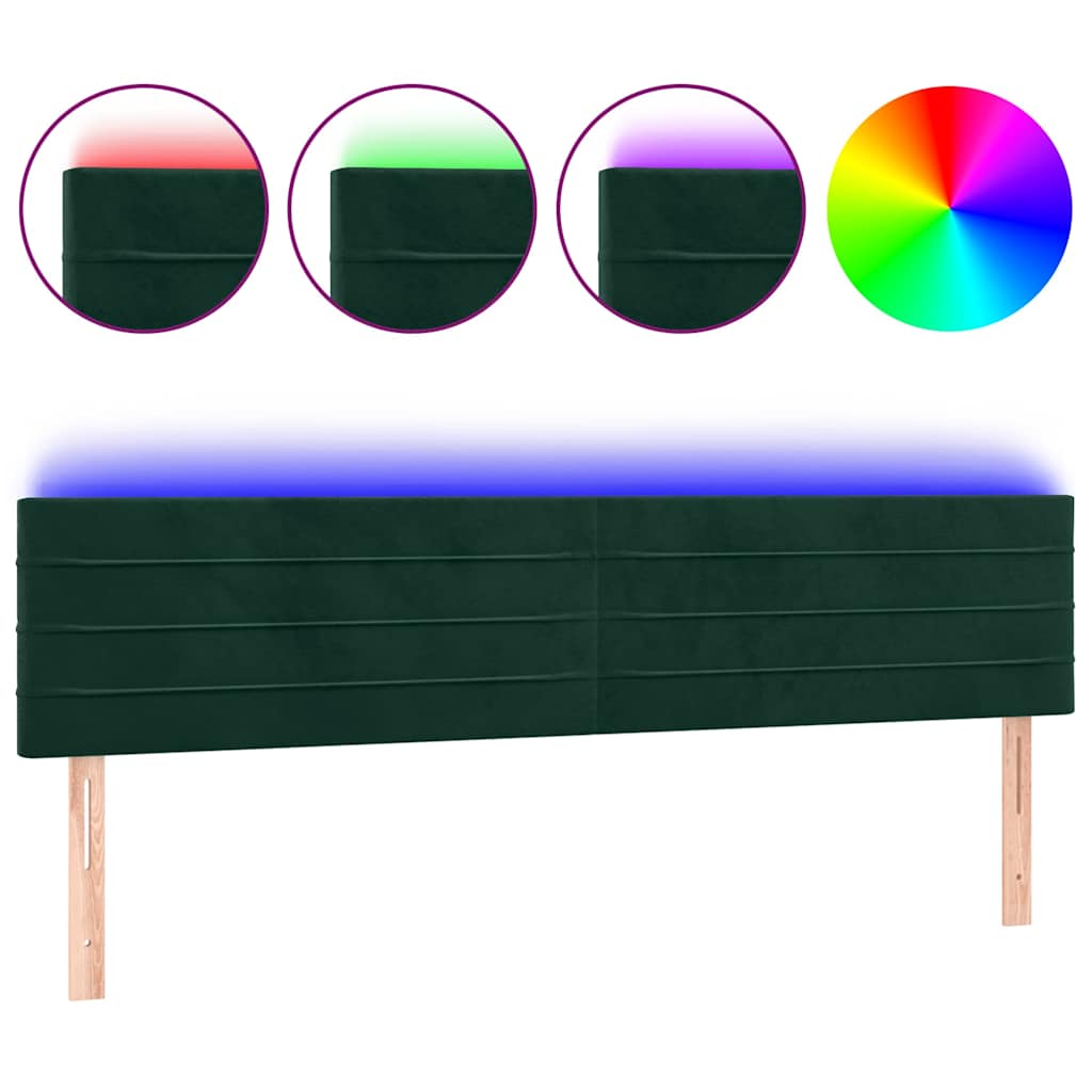 Testiera a LED Verde Scuro 200x5x78/88 cm in Velluto