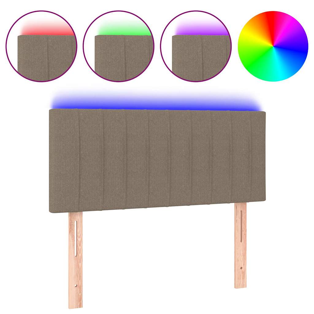 Testiera a LED Tortora 100x5x78/88 cm in Tessuto