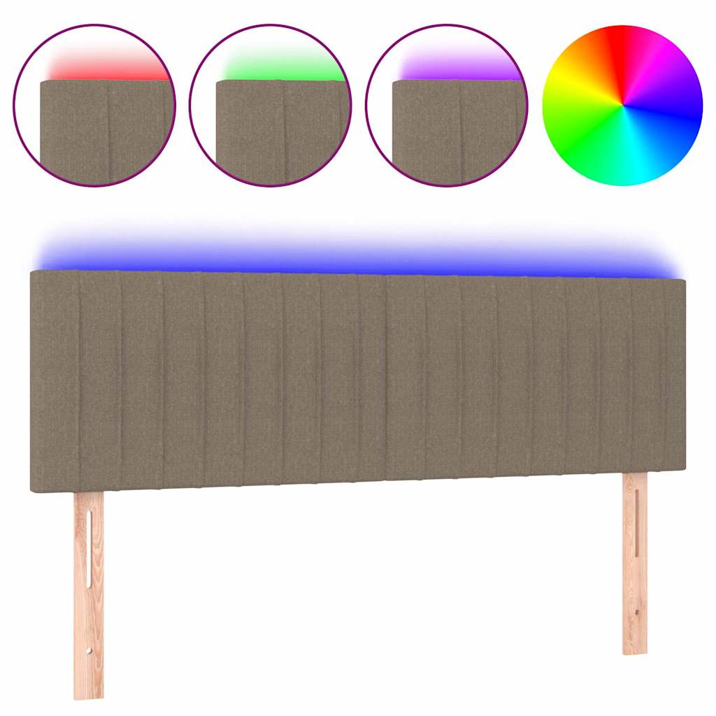 Testiera a LED Tortora 144x5x78/88 cm in Tessuto