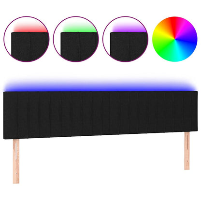 Testiera a LED Nera 200x5x78/88 cm in Tessuto