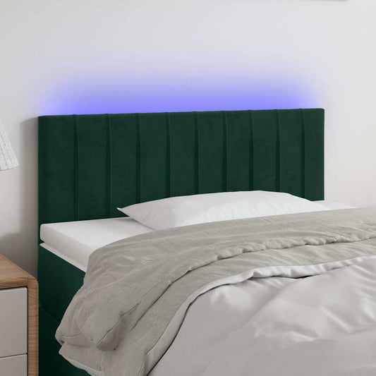 Testiera a LED Verde scuro 90x5x78/88 cm in Similpelle