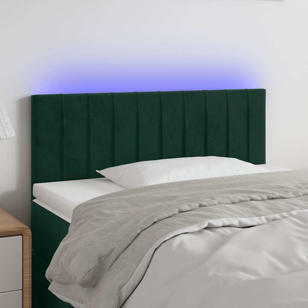 Testiera a LED Verde Scuro 100x5x78/88 cm in Velluto