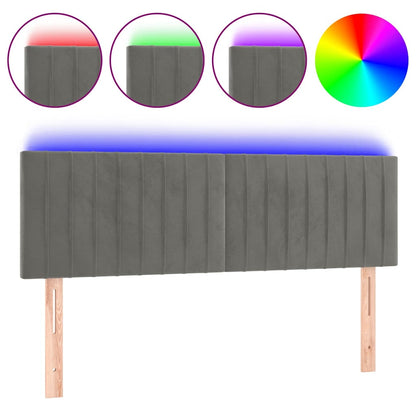 Testiera a LED Grigio Chiaro 144x5x78/88 cm in Velluto