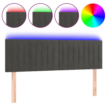 Testiera a LED Grigio Scuro 144x5x78/88 cm in Velluto