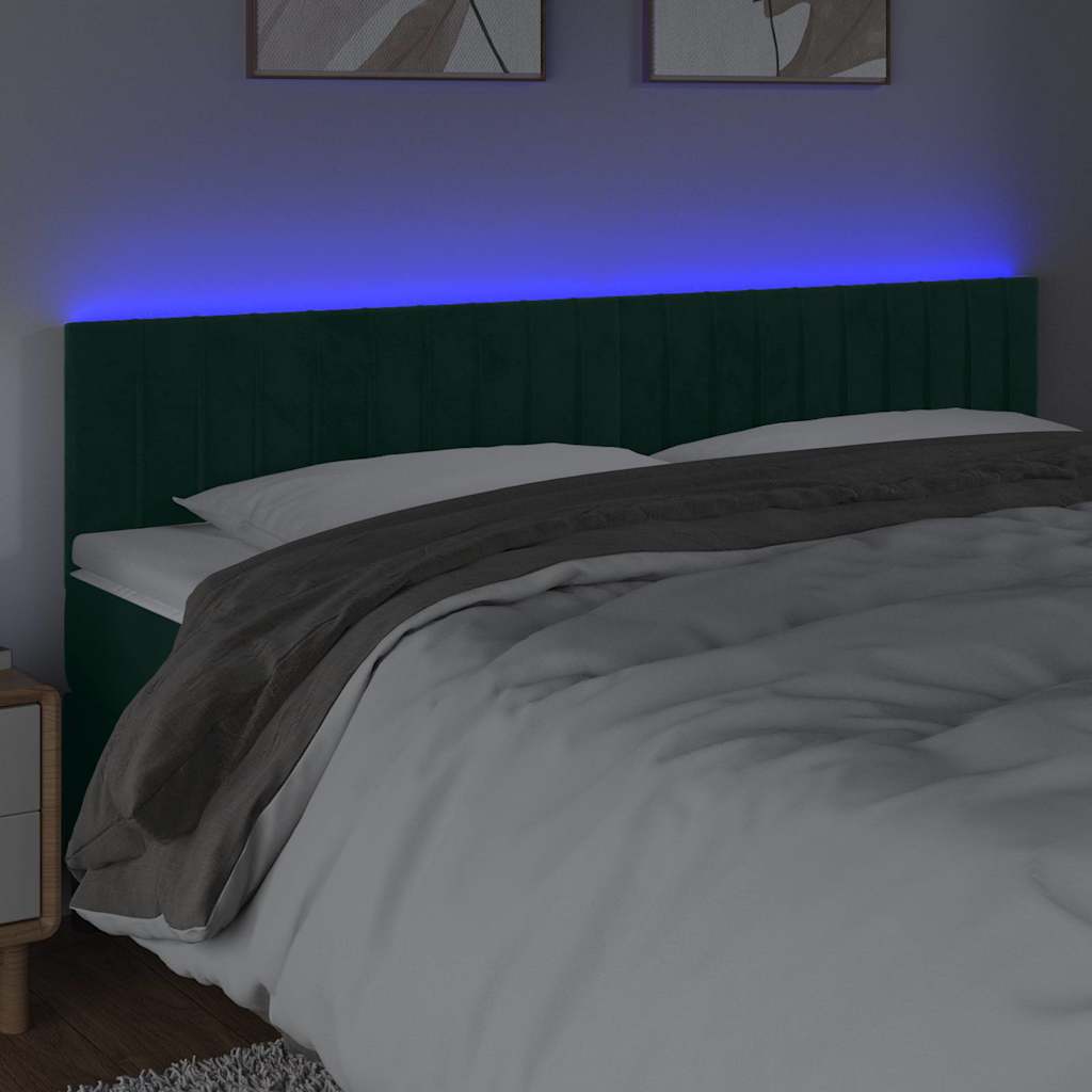 Testiera a LED Verde Scuro 180x5x78/88 cm in Velluto
