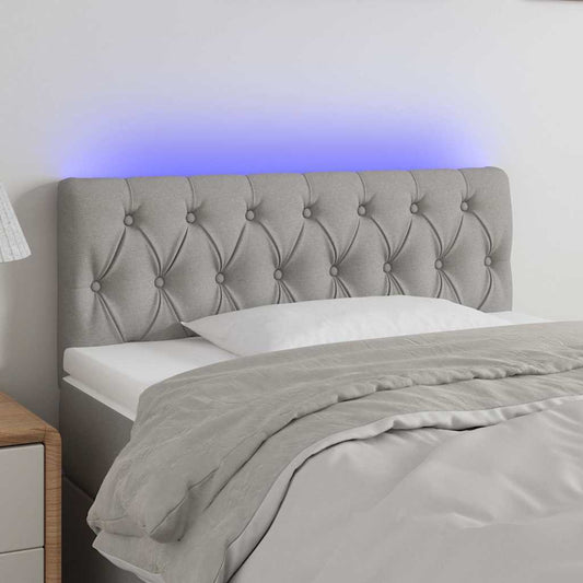 Testiera a LED Grigio Chiaro 100x7x78/88 cm in Tessuto