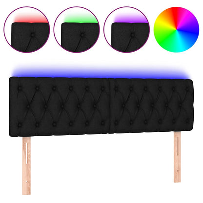 Testiera a LED Nera 144x7x78/88 cm in Tessuto