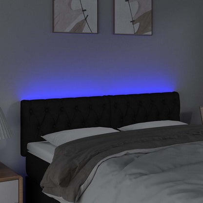 Testiera a LED Nera 144x7x78/88 cm in Tessuto