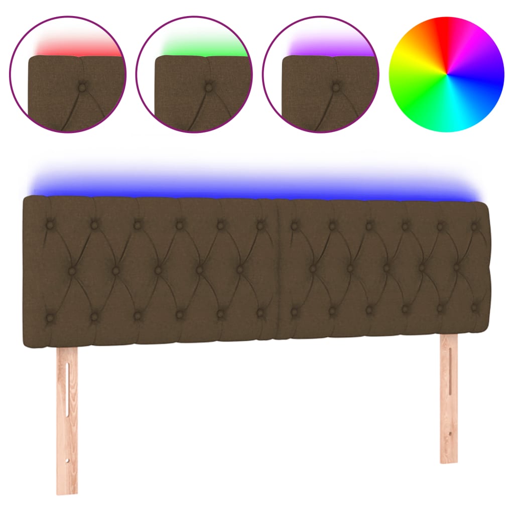 Testiera a LED Marrone Scuro 144x7x78/88 cm in Tessuto | homemem39