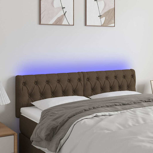 Testiera a LED Marrone Scuro 160x7x78/88 cm in Tessuto