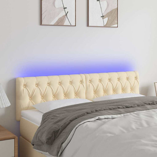 Testiera a LED Crema 160x7x78/88 cm in Tessuto