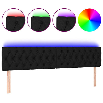 Testiera a LED Nera 200x7x78/88 cm in Tessuto
