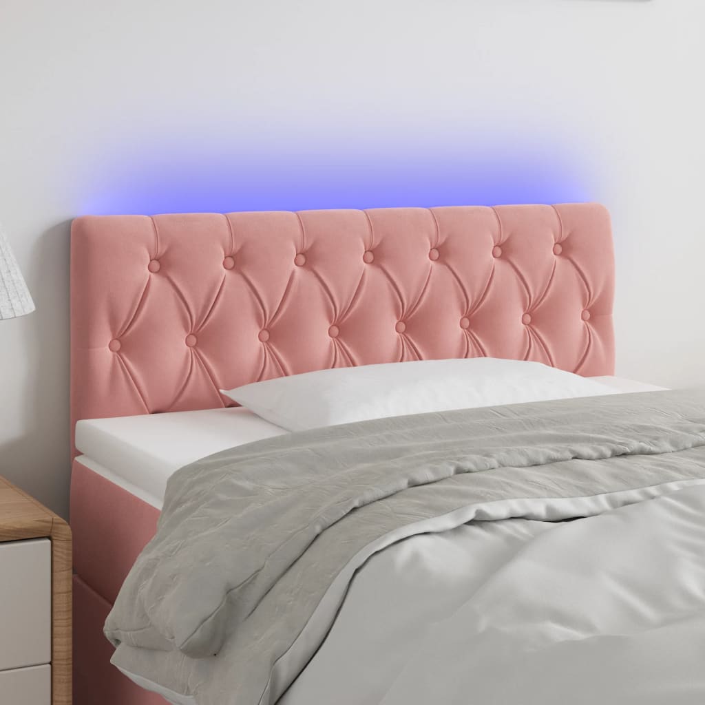 Testiera a LED Rosa 100x7x78/88 cm in Velluto | homemem39