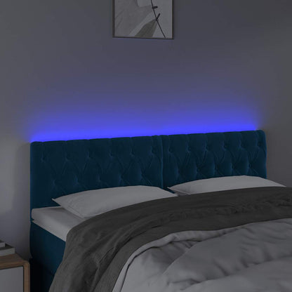 Testiera a LED Blu Scuro 144x7x78/88 cm in Velluto