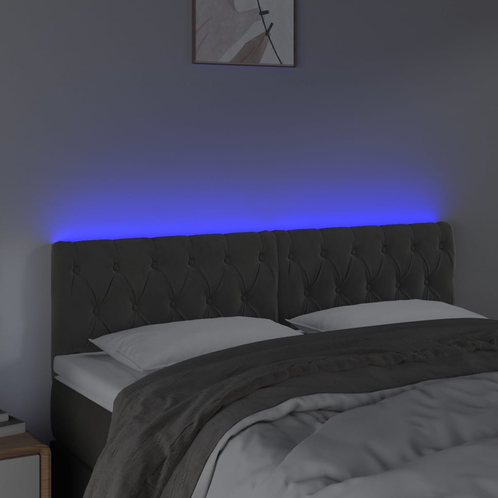 Testiera a LED Grigio Scuro 160x7x78/88 cm in Velluto - homemem39