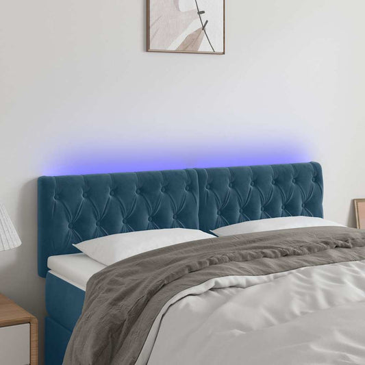 Testiera a LED Blu Scuro 160x7x78/88 cm in Velluto