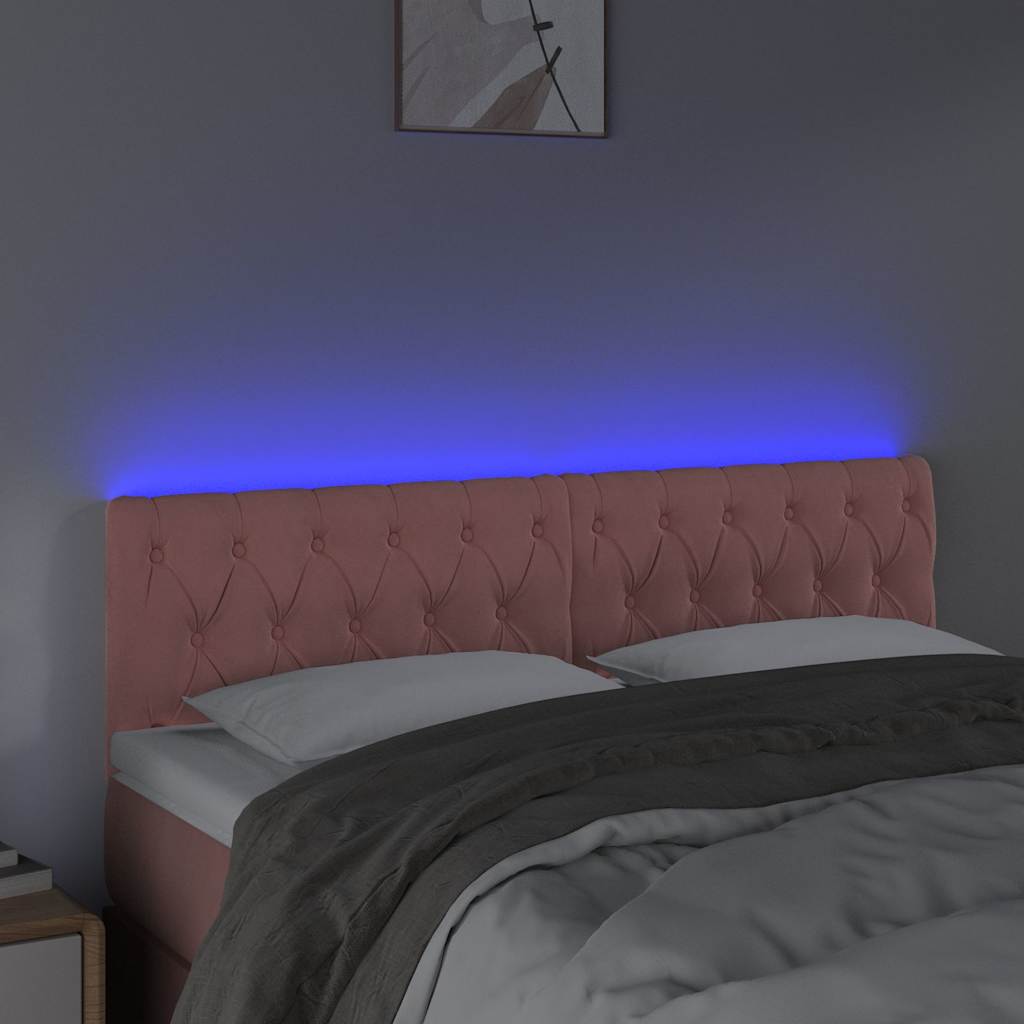 Testiera a LED Rosa 160x7x78/88 cm in Velluto