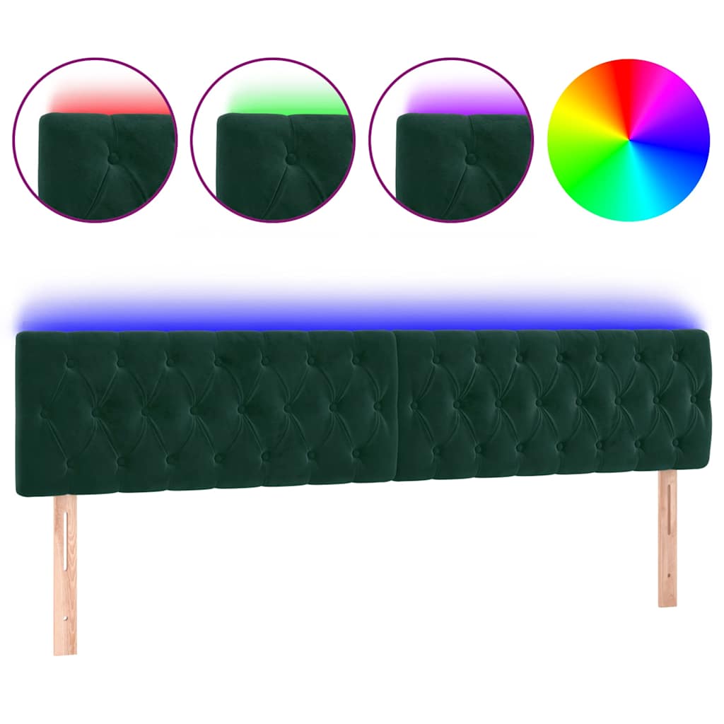 Testiera a LED Verde Scuro 200x7x78/88 cm in Velluto | homemem39