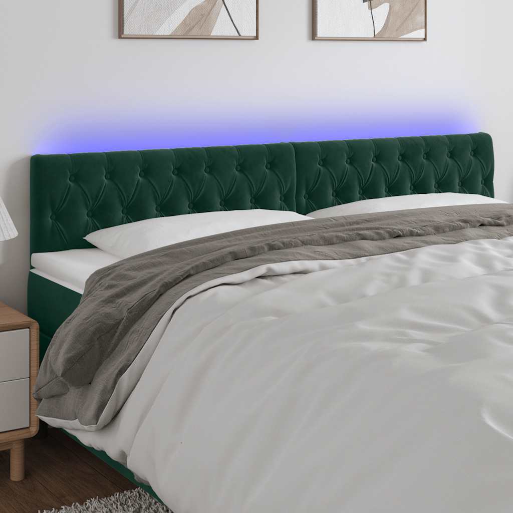Testiera a LED Verde Scuro 200x7x78/88 cm in Velluto | homemem39