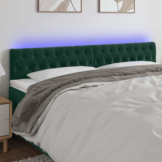 Testiera a LED Verde Scuro 200x7x78/88 cm in Velluto