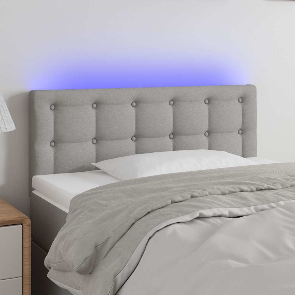 Testiera Grigio Chiaro a LED 80x5x78/88 cm in Tessuto