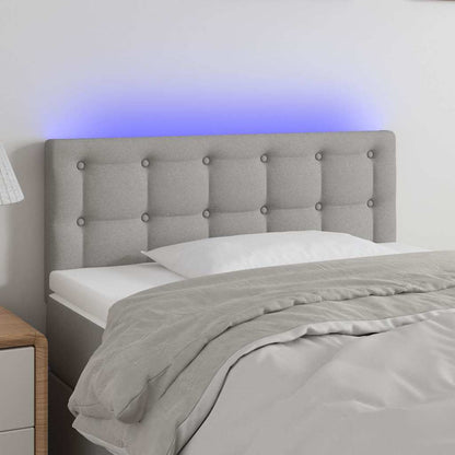 Testiera a LED Grigio Chiaro 90x5x78/88 cm in Tessuto