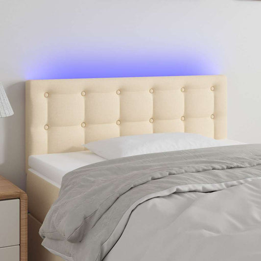 Testiera a LED Crema 90x5x78/88 cm in Tessuto