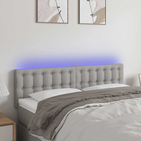 Testiera a LED Grigio Chiaro 144x5x78/88 cm in Tessuto