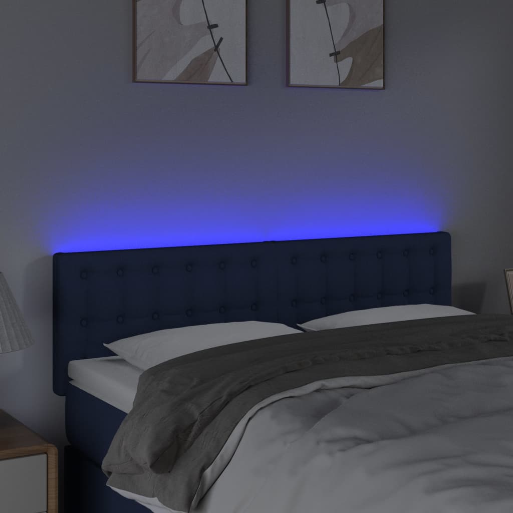 Testiera a LED Blu 144x5x78/88 cm in Tessuto - homemem39