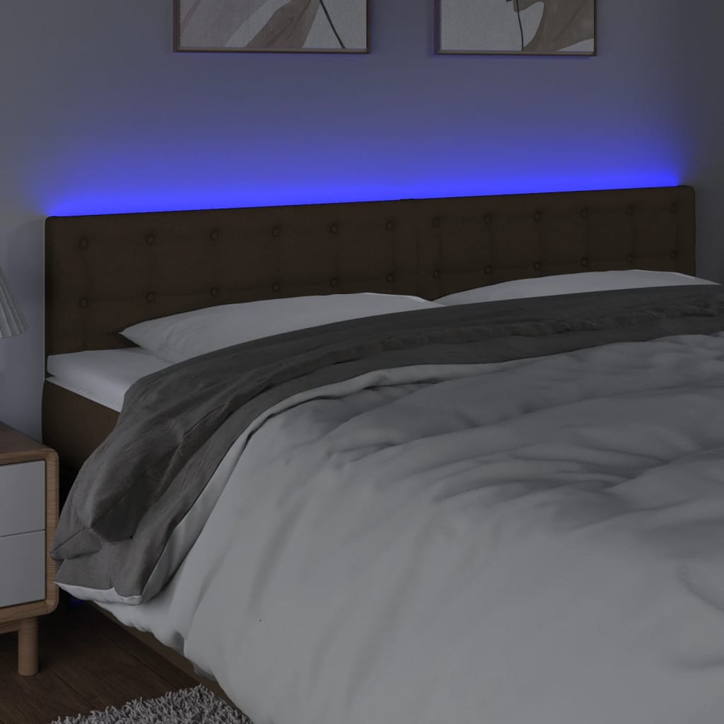 Testiera a LED Marrone Scuro 160x5x78/88 cm in Tessuto | homemem39