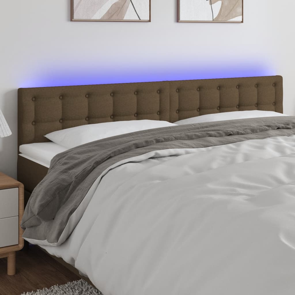 Testiera a LED Marrone Scuro 160x5x78/88 cm in Tessuto | homemem39