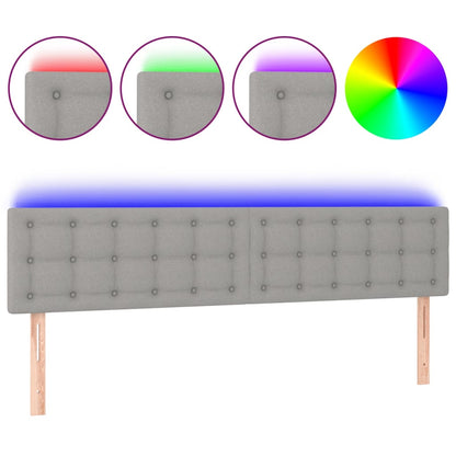 Testiera a LED Grigio Chiaro 180x5x78/88 cm in Tessuto